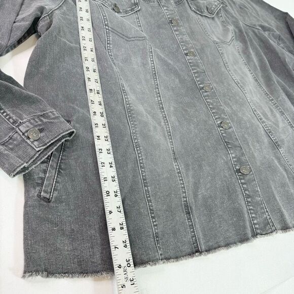 LOGO by Lori Goldstein Jacket Womens 30W Black Long-Sleeve Collar Denim Y2K - Picture 6 of 8